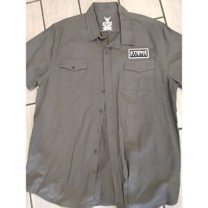 Stone Brewing Mens Short Sleeve Work Shirt Gray 3XL Button Down Logo Patch